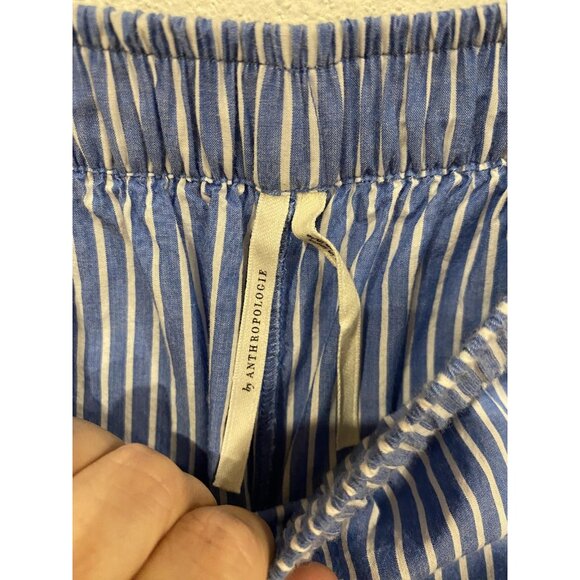 Anthropologie Wren Boxer Pants Womens XS Blue Stripe Wide Leg Elastic Waist - Picture 3 of 5
